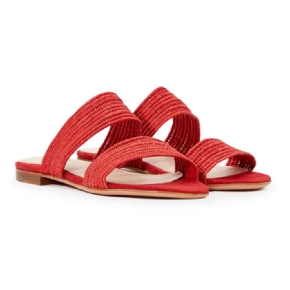 Red Charlotte Woivre raffia slides